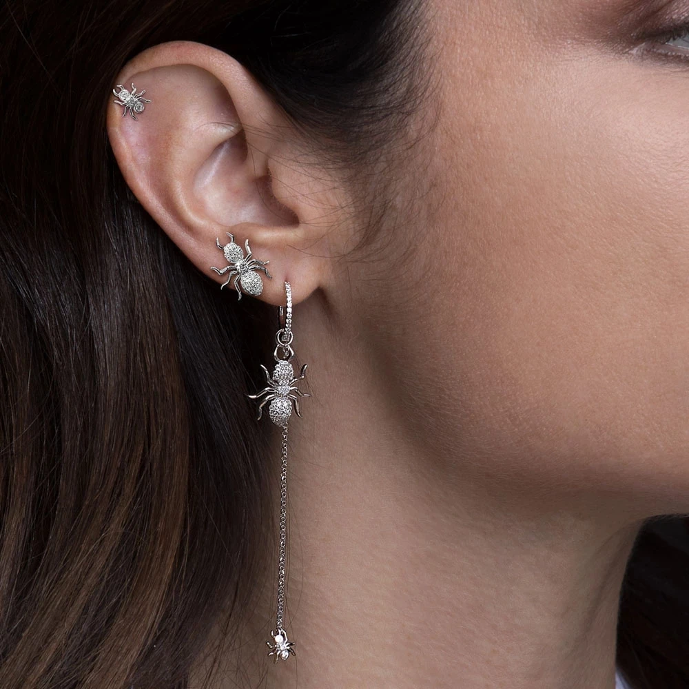 

Женские серьги-муравья из серебра 925 пробы, с фианитом