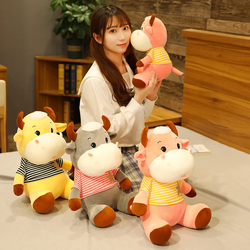 Горячая Huggable Kawaii корова Pet кукла чучела милое животное крупного рогатого скота