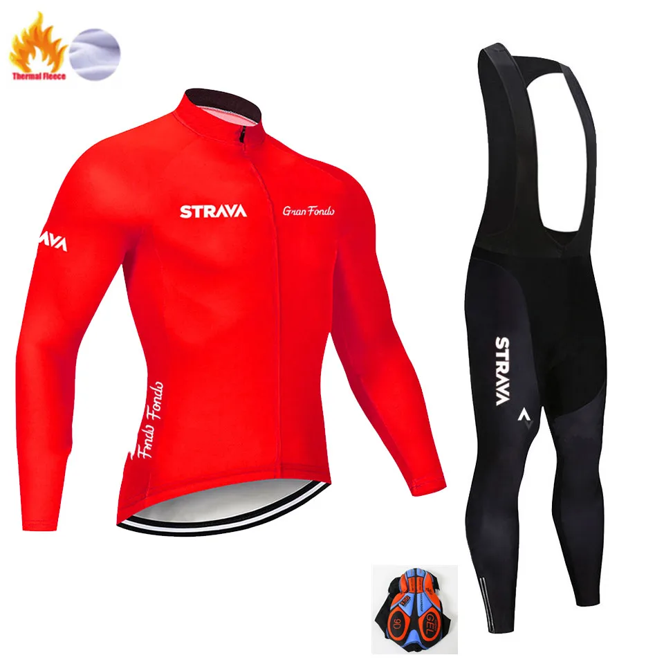 Winter Cycling Suit Strava, длинный рукав, Майо, Ropa Ciclismo Invierno, термо флис, велосипедная команда, Велоспорт, Джерси, набор, зима, MTB, одежда для велосипеда - Цвет: Winter Cycling Suit