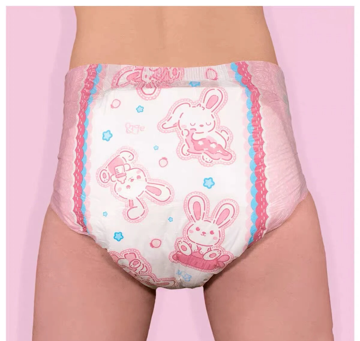 

20Pcs ABDL adult baby diapers DDLG bebe cute pink powder rabbit ultra-thick diaper daddy lover high-absorption Diapers Free Diap