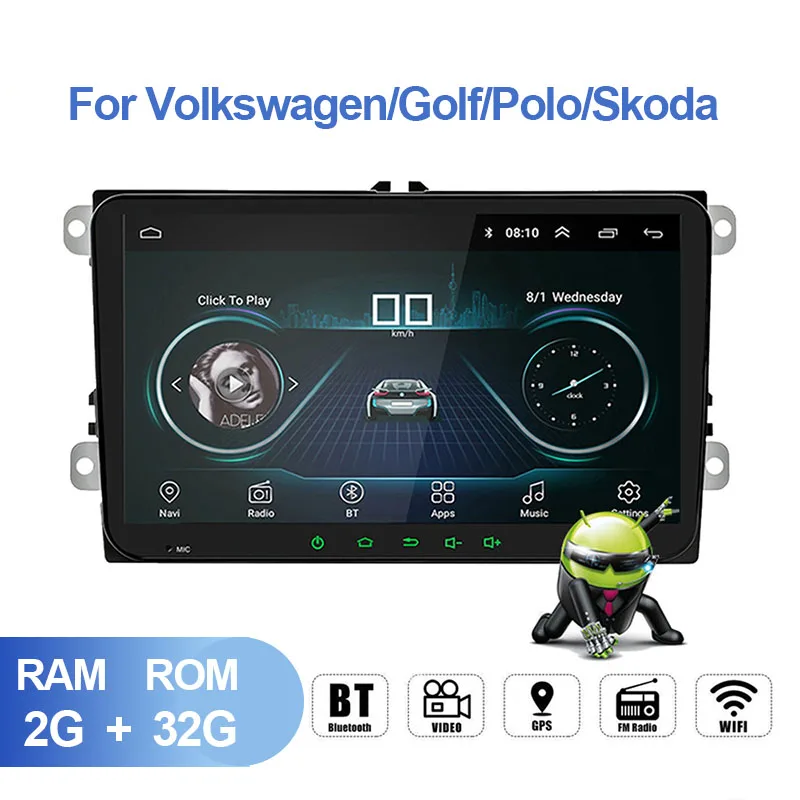 

9" 2 Din Android 9.1 Car Stereo Radio GPS Multimedia Player For VW/Volkswagen/Golf/Polo/Tiguan/Passat/b7/b6/leon/Skoda/Octavia