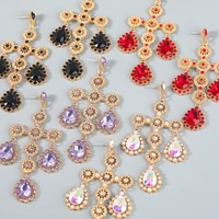 jijiawemhua new luxury rhinestone cross shape pendant womens earrings dinner party wedding fashion jewelry accessories