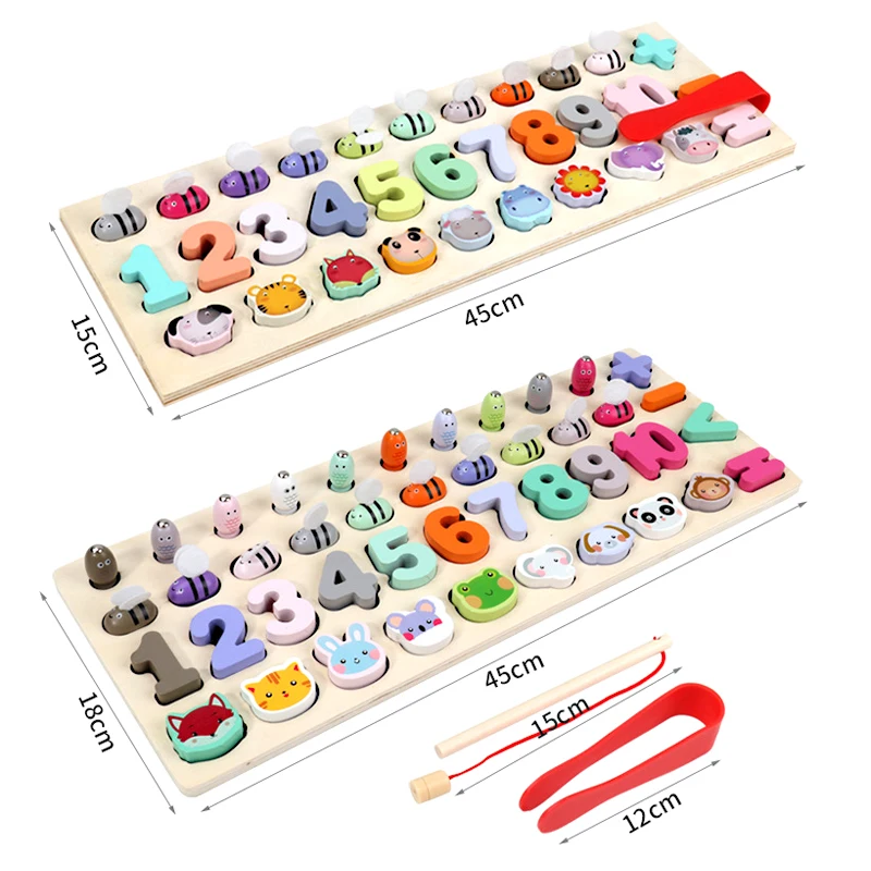 Монтессори Деревянные детские игрушки животные цифровой пчелиный рыболовная