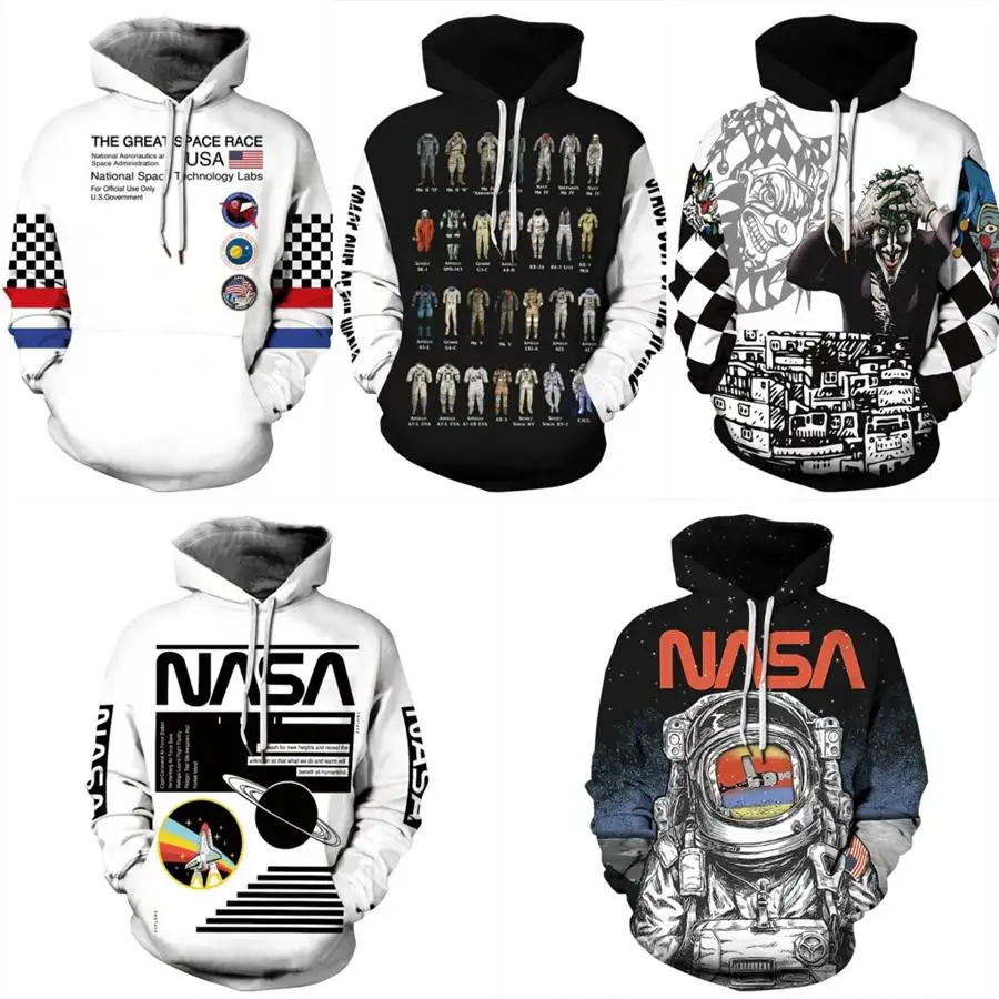 Толстовка Мужская/женская с 3D принтом астронавта худи в стиле хип хоп Модный
