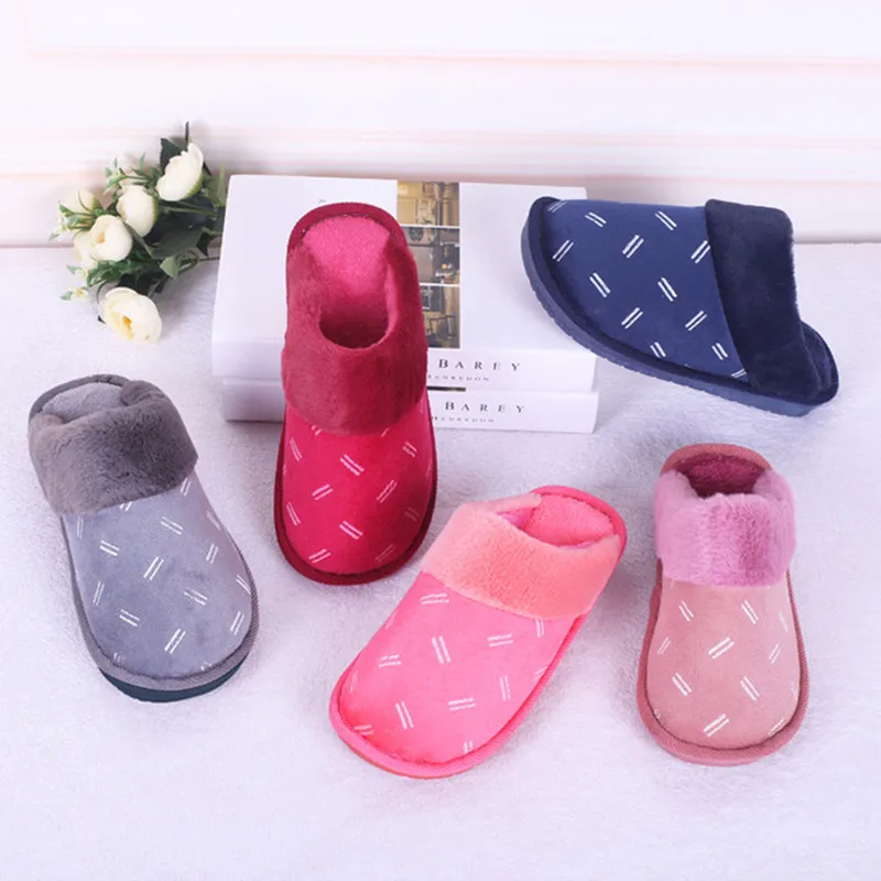 

New 2019 winter Couples slippers.Indoor stripe super velvet thick warm simple style memory cotton slippers