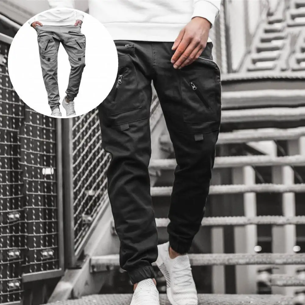 Spring Trousers Fantastic Zipper Decoration Cool Ankle-banded Autumn Trousers for Home Men Cargo Pants Men Pants