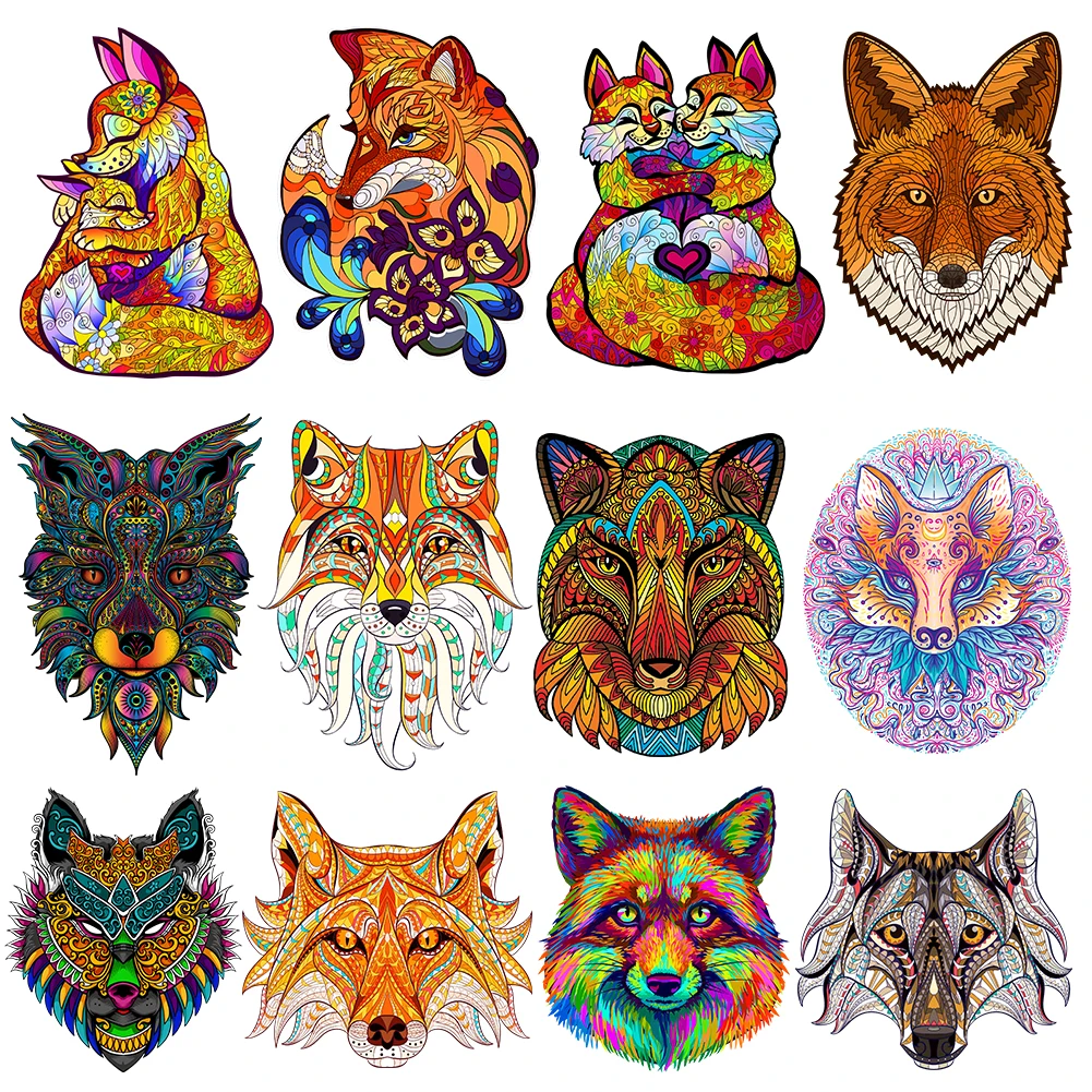 

Wooden Puzzles Fox Unique Pieces Educational Jigsaw Toys Adult Decompression Anxiety Relief Irregular Puzzle Educational Toys