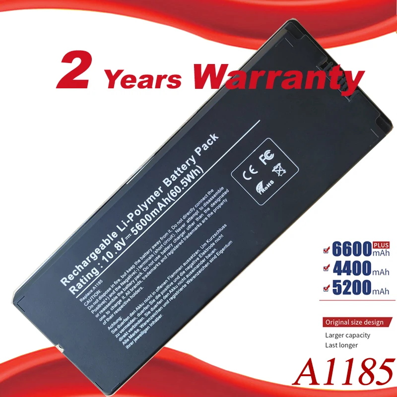 

Special Price Battery for Macbook 13" MAC A1185 A1181 MA566FE/A MB881LL/A Black 55Wh fast free shipping