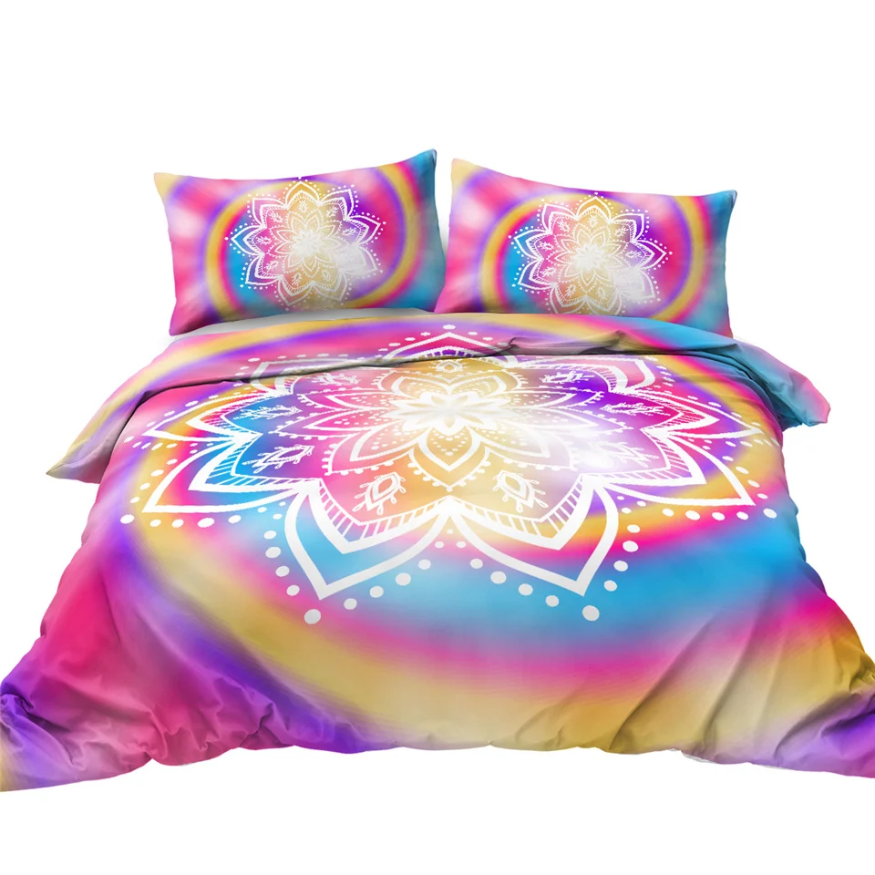 Blesslive цветок лотоса Tie Dye постельное белье 3 шт. богемный Мандала пододеяльник Желтый Фиолетовый Зеленый Tye Dye домашний текстиль