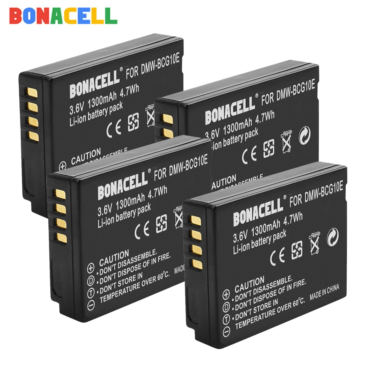 Bonacell 1.3Ah BCG10E Перезаряжаемые Батарея для DMW-BCG10 ДМВ BCG10 для цифрового фотоаппарата Panasonic DMC-3D1DMC-TZ7 DMC-TZ8 DMC-TZ10 DMC-TZ18 - Цвет: 4pieces