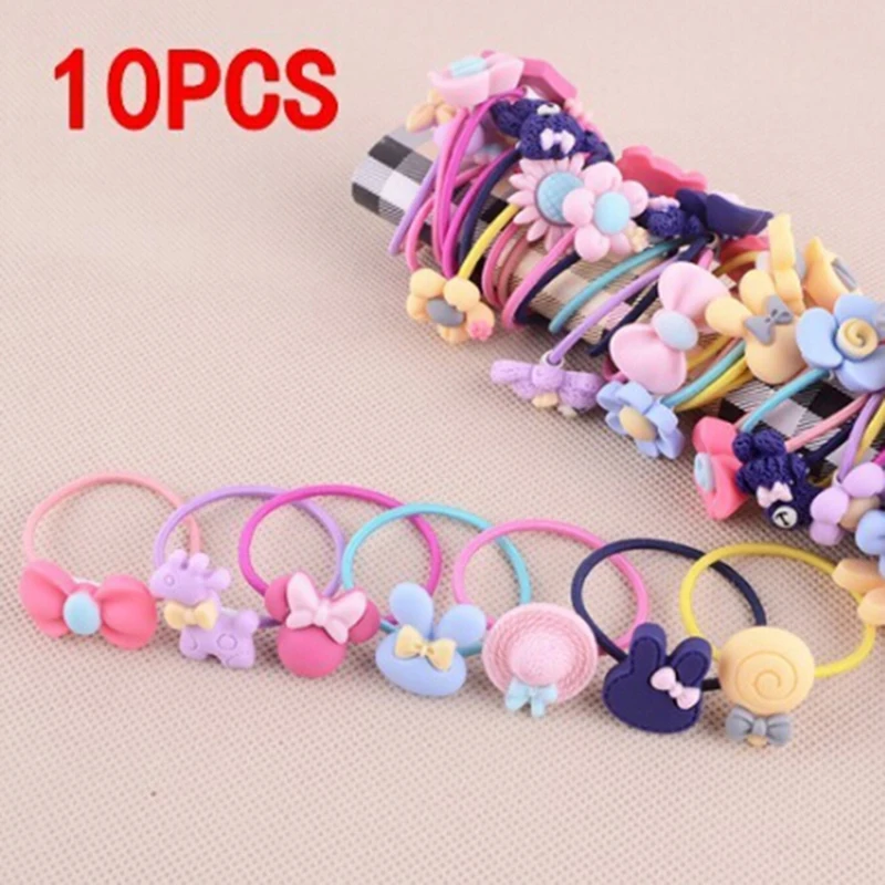

10pcs Cute Princess Headwear Elastic Hair Bands Girls Sparking Mini Baby Headdress Tie Gum Ropes Hair Accessories