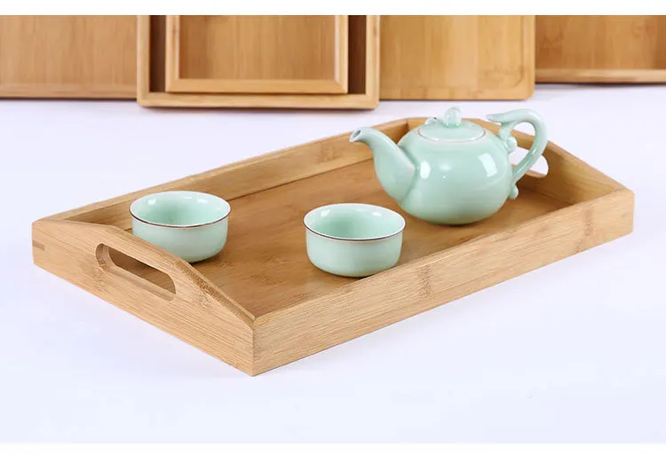 Бамбуковый деревянный сервировочный поднос поддоны для хранения чайных