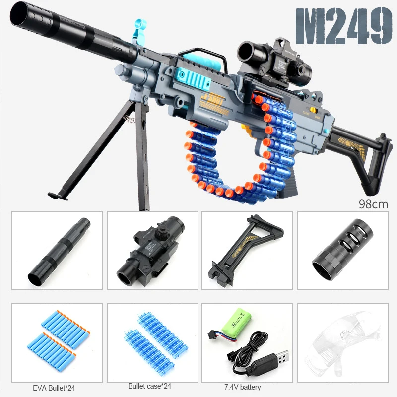 2021 Электрический Blaster взрыв мягкой пулей пистолет M416 M249 детский игрушечный для