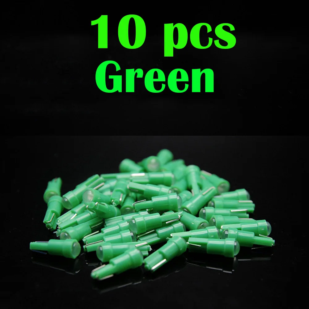 green 10pcs Для машины подсветка для авто Автомобильная внутренняя T5 Светодиодная Автомобильная лампочка подсветка приборной доски Автомобильная дверь клиновидная лампа для ламп накаливания 12 В cob для SMD стайлинга автомобиля - Цвет: green 10pcs