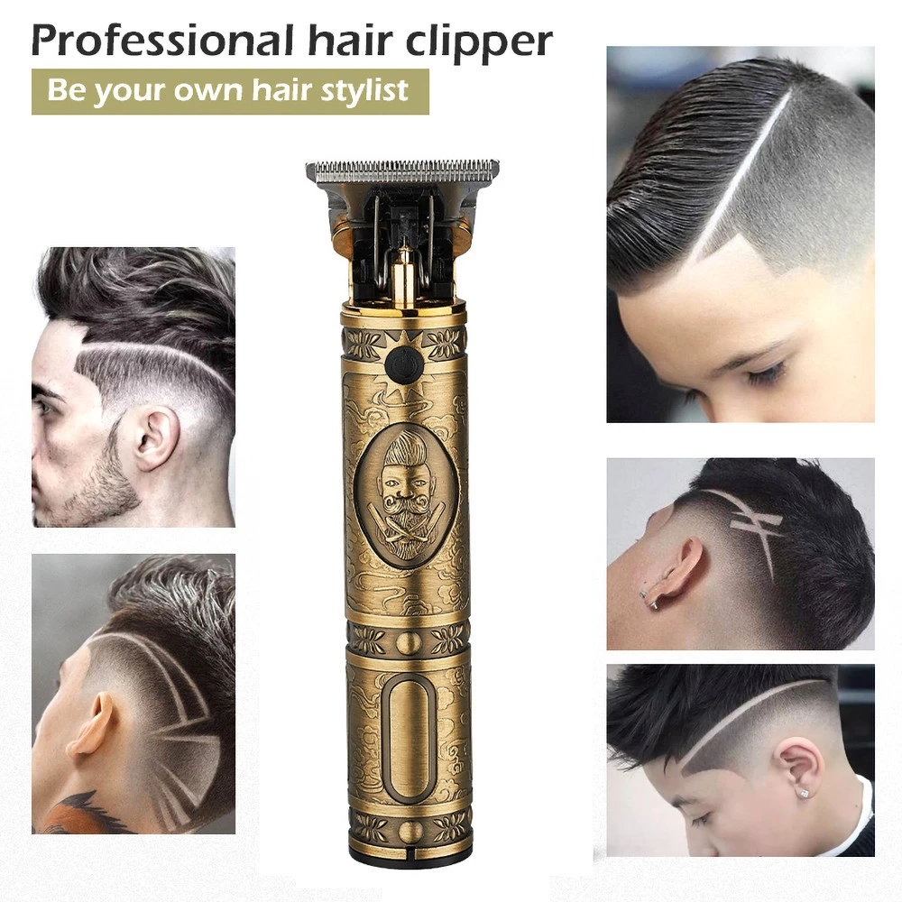 

Триммер для волос Barbershop, профессиональная Бритва для мужчин, Беспроводная Машинка для стрижки волос с Т-образным лезвием, для стрижки бород...