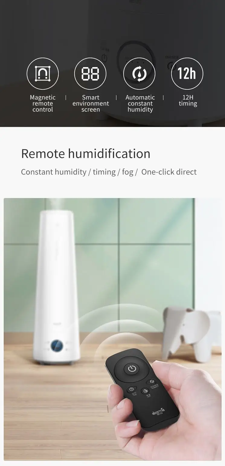 XIAOMI Deerma DEM-LD220 увлажнитель воздуха с пультом дистанционного управления 4L с сенсорным экраном, стоящий увлажнитель воздуха 12 H, регулируемый увлажнитель воздуха
