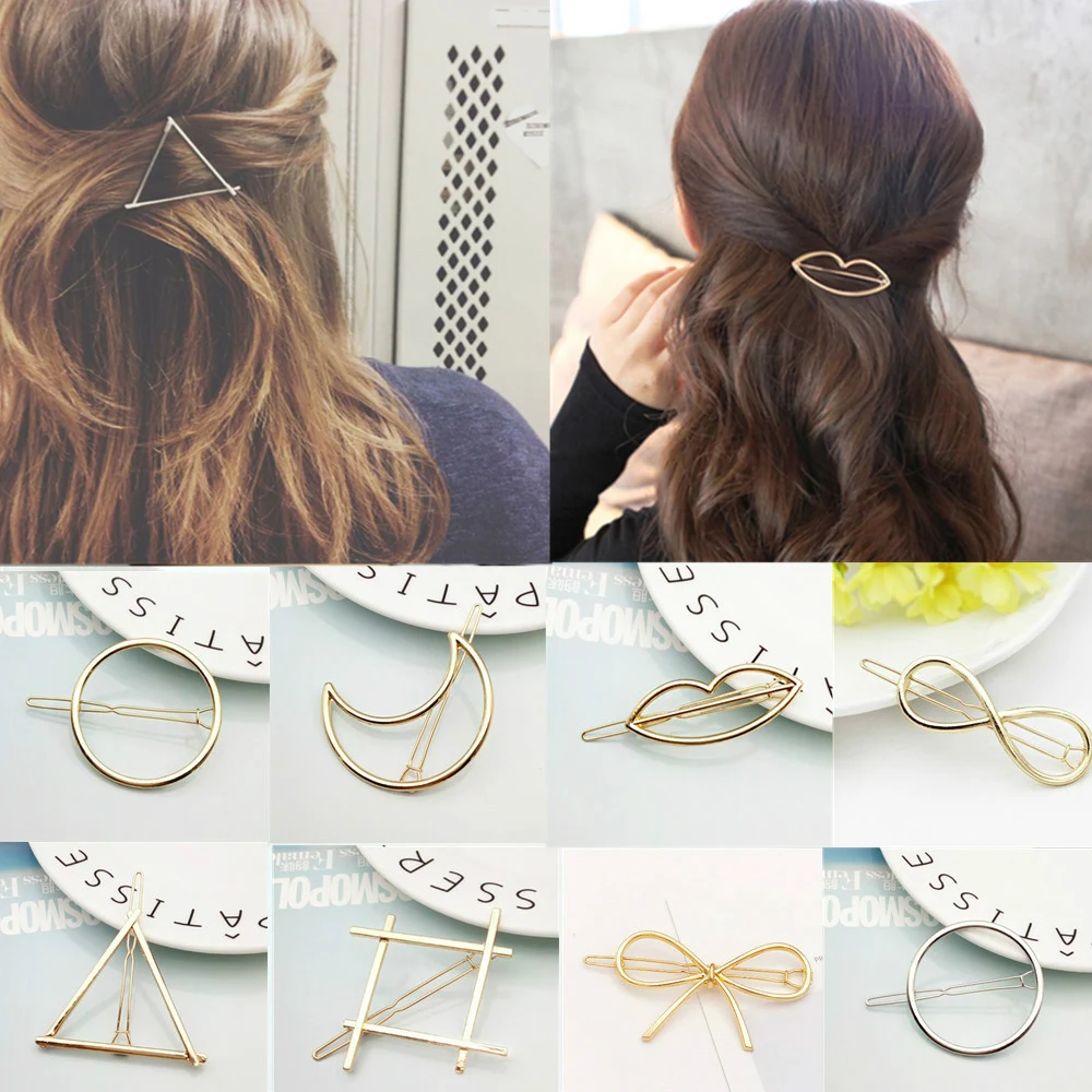 2019 милые модные заколки для волос женщин Элегантный дизайн треугольные Луна губ