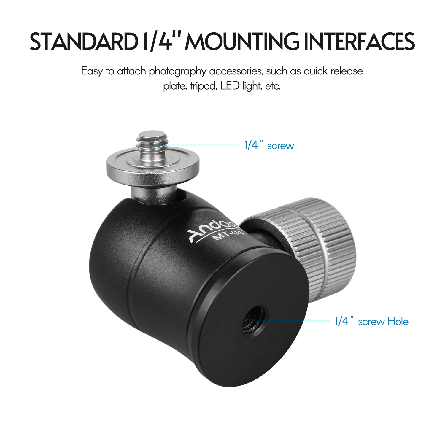 Andoer MT-04 Mini Ball Head 360 Degrees Panoramic Ballhead with Standard 1/4 Screw for Mounting DSLR Cameras Light Stand Monopod |