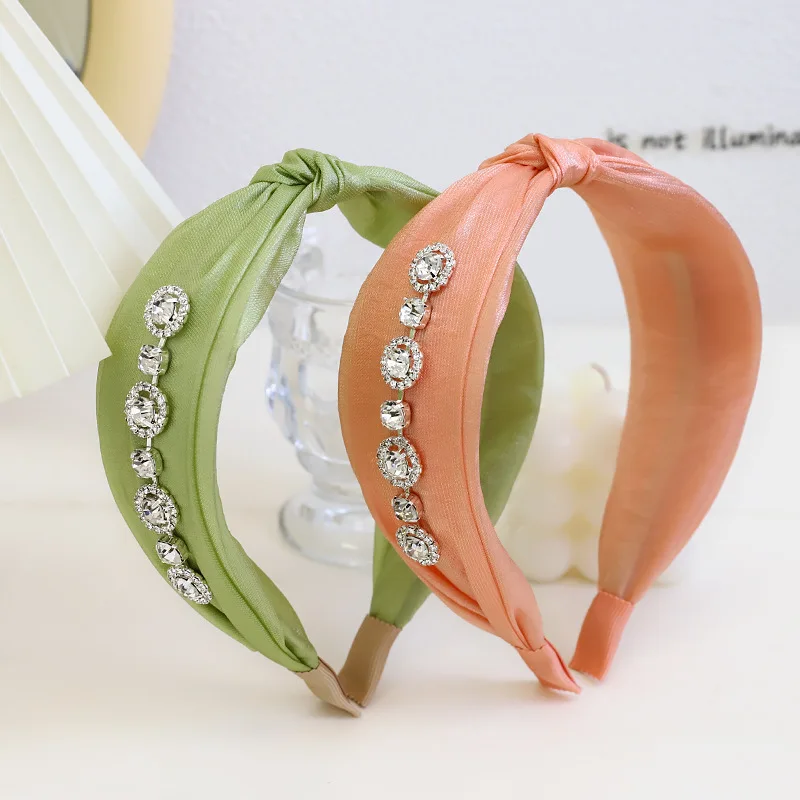 

2021 Mesh Rhinestone Knot Bezel Hair Accessories Women Headband Girls Hairband Opaska Do Wlosow Diademas Bandeau Pour Cheveux