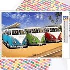 Алмазная живопись, мультяшный пейзаж, автомобиль, автобус 5D, Набор для творчества, вышивка, полная выкладка, Круглый, рождественский подарок, украшение для дома