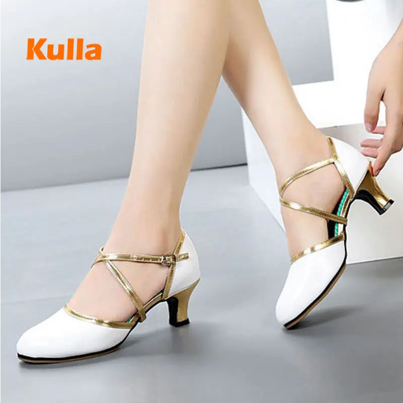 

Women Latin Dance Shoes Girls Salsa Tango Dancing Shoes Genuine Leather Red 5cm Ladies Ballroom High Heels Female Wedding Shoe