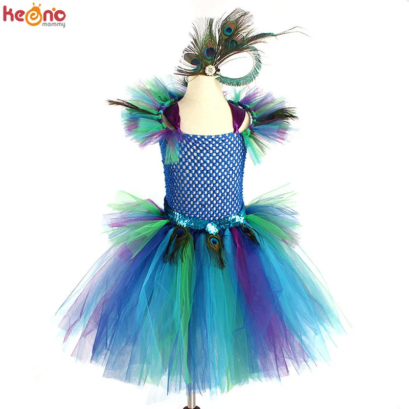Королевский костюм-пачка с павлином для девочек Детское карнавальное нарядное