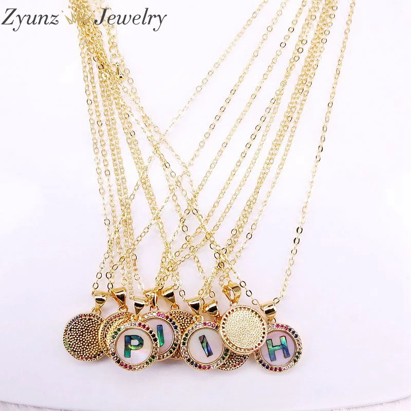 10 шт. золотой цвет первоначального 26 букв алфавита Шарм проложить Радуга CZ основа