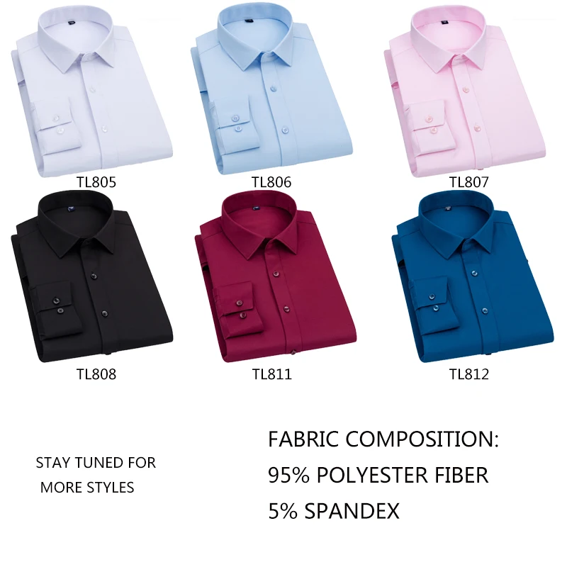 AOLIWEN Brand Men 2021 Spring Autumn Red Solid Color Long Sleeve dress Shirt Office Business Casual Comfortable Slim Fit Shirts