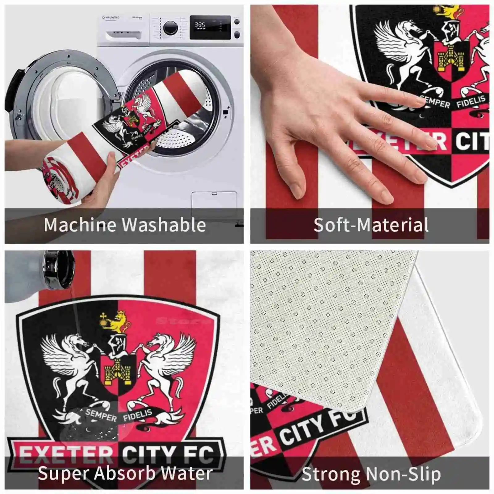 Удобный дверной коврик Exeter City Fc для ног Afc футбольный клуб английский черный два