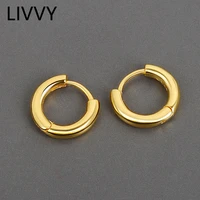 livvy silver color smooth surface stud earrings for women men trendy jewelry vintage party accessories gifts