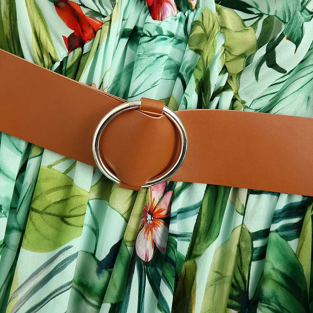 Женское Макси-платье с поясом и v-образным вырезом Элегантное повседневное