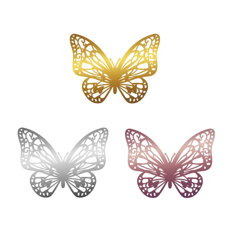 

12pcs Cake Deocrations 3D Hallow Butterfly Happy Birthday Cake Topeprs for Christmas Dessert Cupcake Baking Decor XMAS