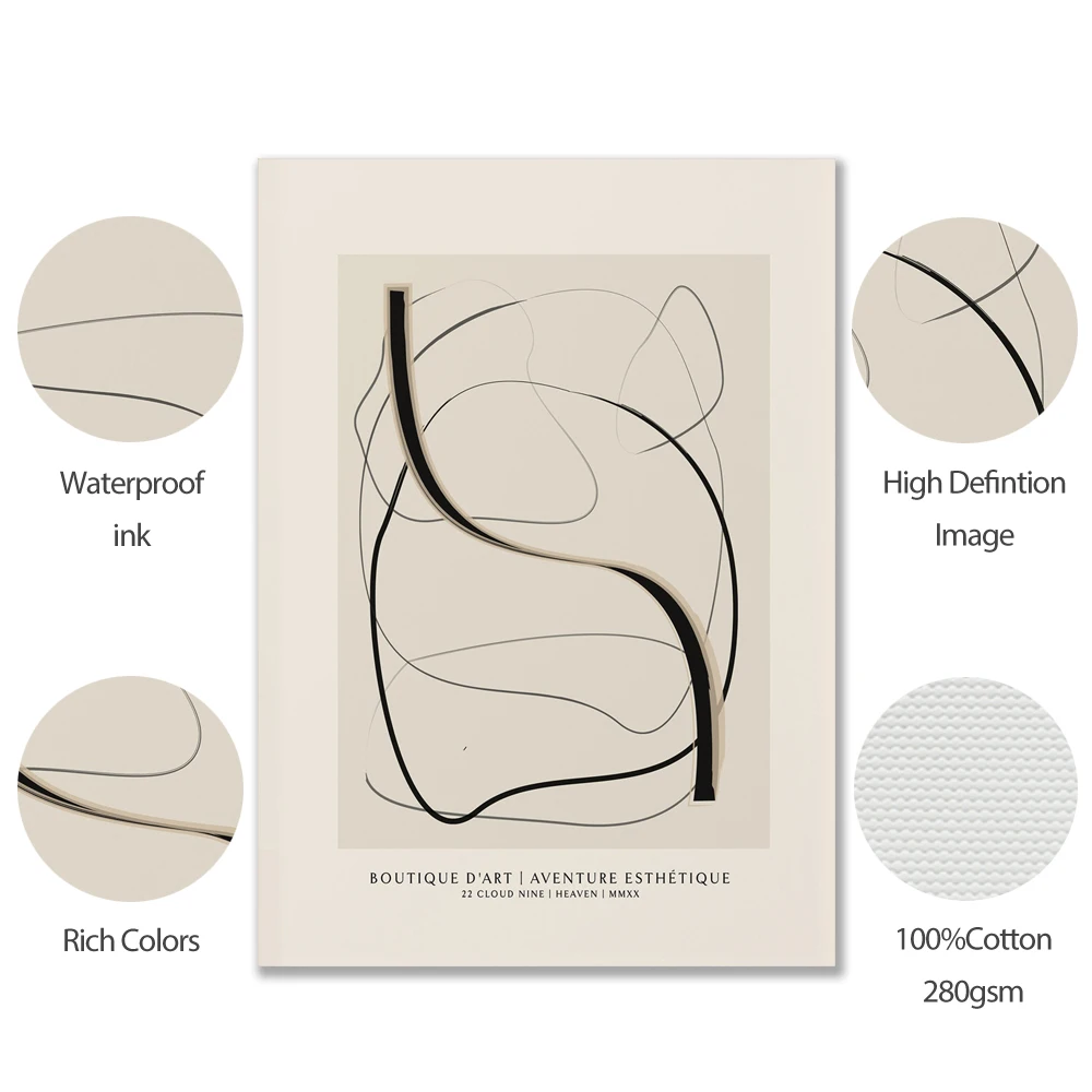 Абстрактная плакат для бутика нейтральная Картина на холсте в стиле бохо