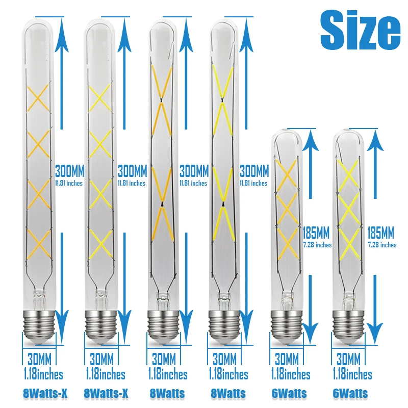 JCking Dimmable 6Watts 8Watts Led Tube E27/E26 110V 220V Vintage Retro Dimming Filament Bulbs Lamp For Chandelier Lighting | Лампы и