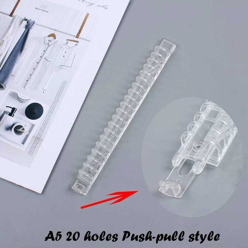 A5 Pull style clip A5 B5 прозрачное кольцо-органайзер с прозрачными листочками на 20/26 отверстий, кольцо-календарь, Обложка для ноутбука, разделитель для дневника - Цвет: A5 Pull style clip