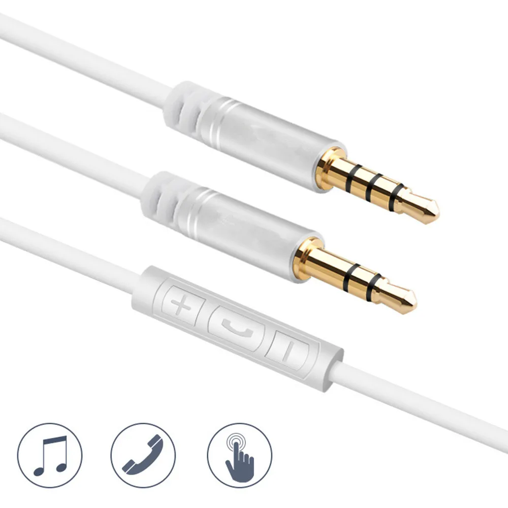 

3.5mm to 3.5mm Male To Male AUX Audio Cable Control Talk Headphone Audio Cable Lead With Mic
