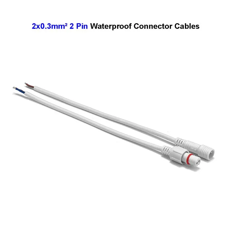 

2 Pin Male Female Waterproof Connector Extension Cable 0.3mm Electrical Wires For LED Rigid Strip Landscape Light Battery Case