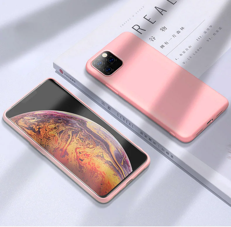 Тонкий мягкий чехол для iPhone 11 Pro 7 8 6 6s Plus, жидкий силиконовый чехол, карамельный цвет, чехол для iPhone X Xs 11 Pro Max XR - Цвет: LPink