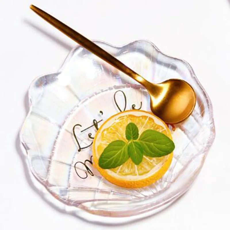 Креативная тарелка в форме стеклянной раковины закуска Русалочка десертная