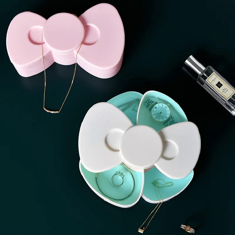 Вращающаяся 2 уровневая коробка для хранения ювелирных изделий органайзер