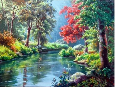 Коричневый 5D DIY Алмазная картина красивый пейзаж горный водопад лесные ручьи Алмазная вышивка крестиком украшение дома - Цвет: Коричневый