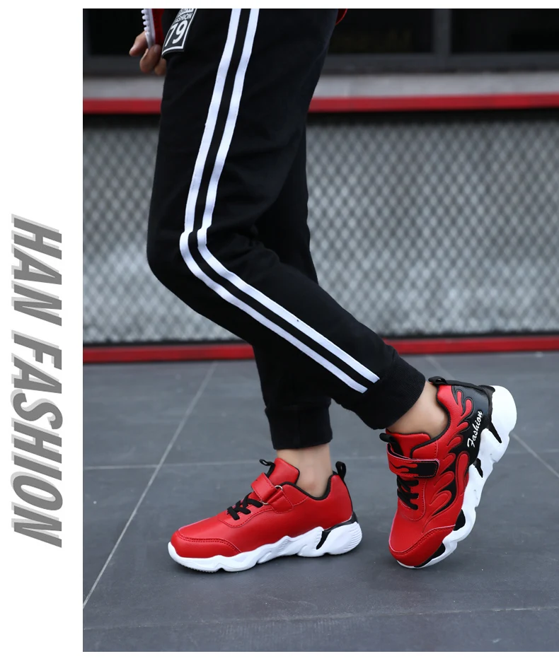 Leather Boys Sneakers For Children Shoes Kids Sneakers Girls Casual Shoes Anti-slippery Running Sport Hook&Loop sapato infantil