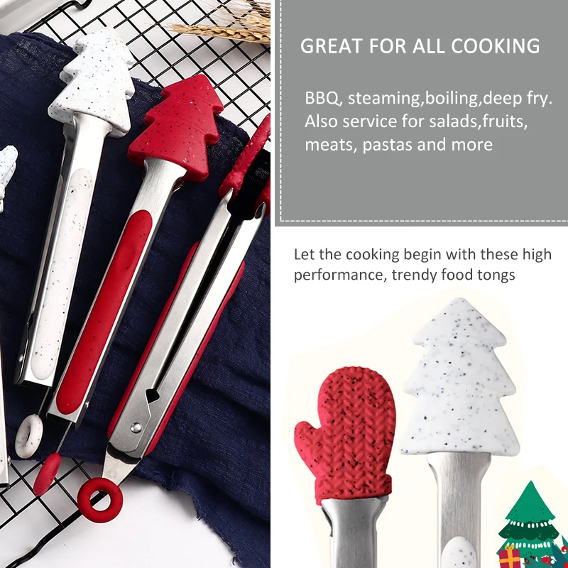 TEENRA 2 шт. пищевые силиконовые щипцы для барбекю с антипригарным зажимом кухонные