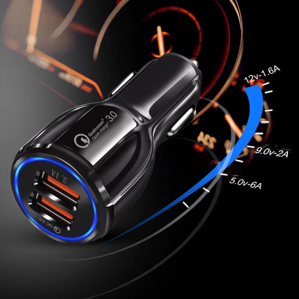 Автомобильное зарядное устройство с двумя USB-портами для skoda octavia fabia rapid kodiaq superb a5