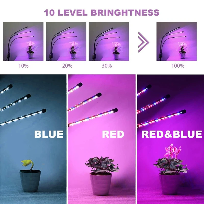 

LED Grow Lights for Indoor Plants Full Spectrum, 4 Head House Plant Grow Light with Stand Adjustable -US Plug