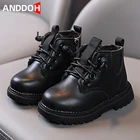 Детские теплые утепленные Ботинки Martin размеров 21-30 из хлопка для мальчиков и девочек детские зимние ботинки на флисе детская кожаная обувь для малышей