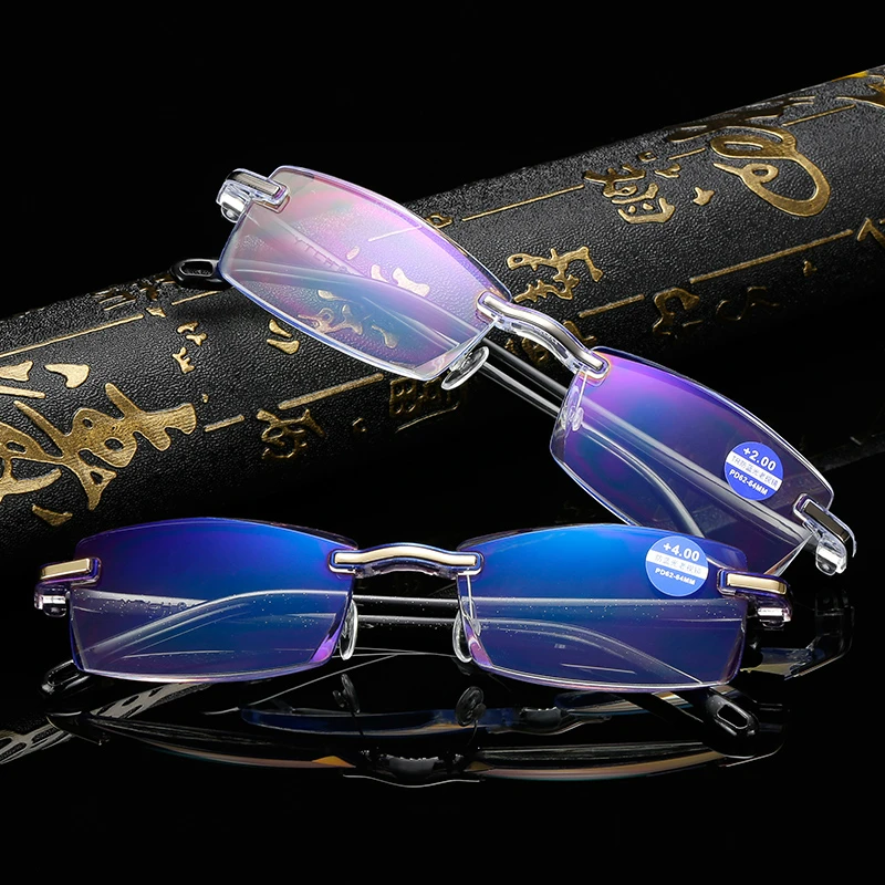 Frameless Reading Glasses Women Men's Transparent Lens Anti-bright Computer Presbyopic Diopter | Аксессуары для одежды