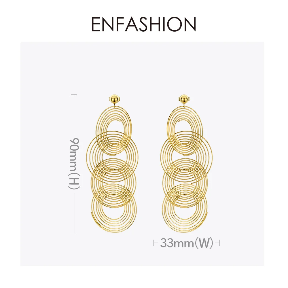 Многослойные Круглые висячие серьги ENFASHION в стиле бохо для женщин золотистого