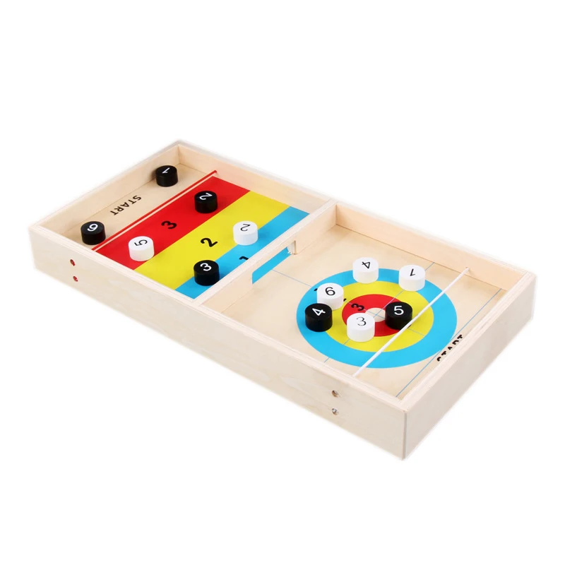 

Fast Sling Puck Game 2 In 1 Ice Hockey Game Wooden Classic Board Battle Games for Family Hockey Board Game