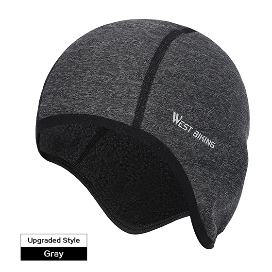 Thicken Gray WEST BIKING велосипедные шапки, зимние ветрозащитные велосипедные головные уборы, флисовые тепловые шлемы для мужчин и женщин, уличные Беговые лыжные велосипедные колпачки - Цвет: Thicken Gray